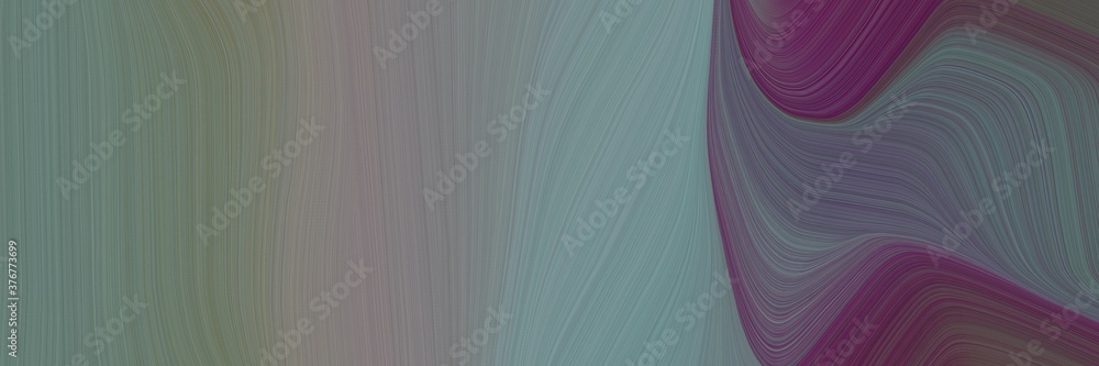 Leinwandbilder abstract artistic designed horizontal banner with gray gray, old mauve and light slate gray colors. fluid curved lines with dynamic flowing waves and curves for poster or canvas