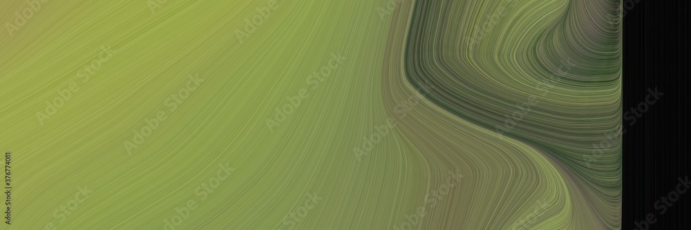Leinwandbilder abstract moving designed horizontal banner with pastel brown, black and dark olive green colors. fluid curved lines with dynamic flowing waves and curves for poster or canvas