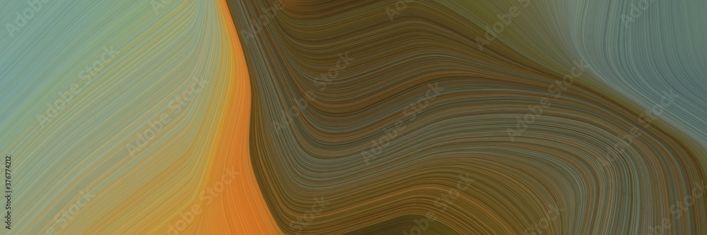 Poster abstract moving header design with dark olive green, peru and dark sea green colors. fluid curved lines with dynamic flowing waves and curves for poster or canvas