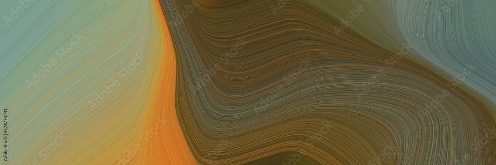 Fototapete abstract modern header with dark olive green, peru and dark sea green colors. fluid curved lines wit
