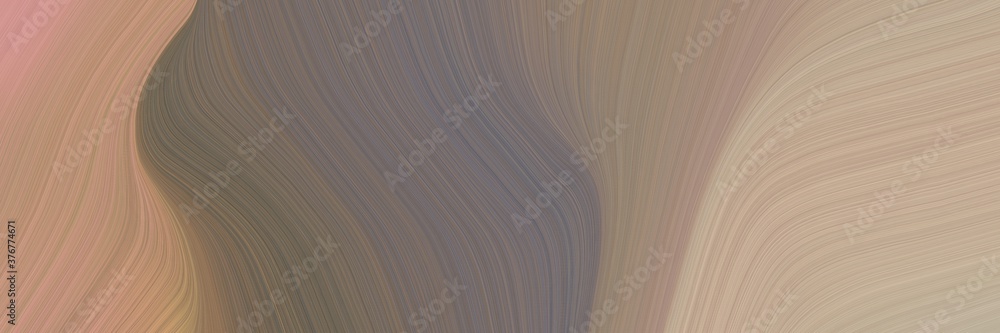 Poster abstract moving designed horizontal header with gray gray, dim gray and tan colors. fluid curved flowing waves and curves for poster or canvas