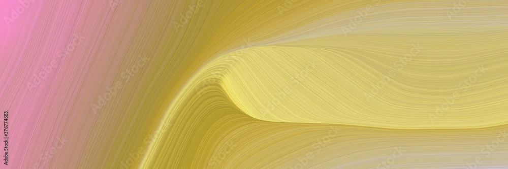 Poster abstract decorative horizontal banner with dark khaki, bronze and pastel magenta colors. fluid curve