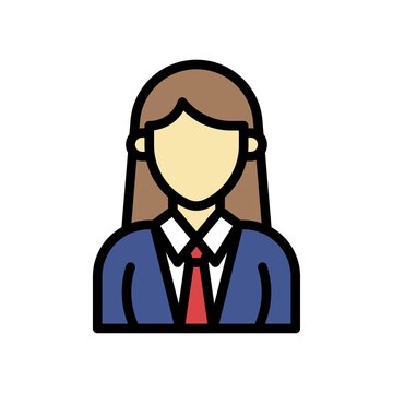 administrative related girl with office dress and tie vector with editable stroke,