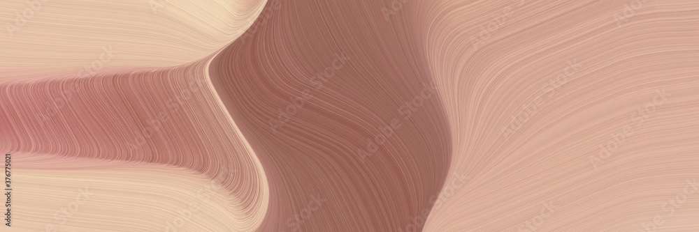 Poster abstract surreal designed horizontal header with tan, pastel brown and rosy brown colors. fluid curved lines with dynamic flowing waves and curves for poster or canvas