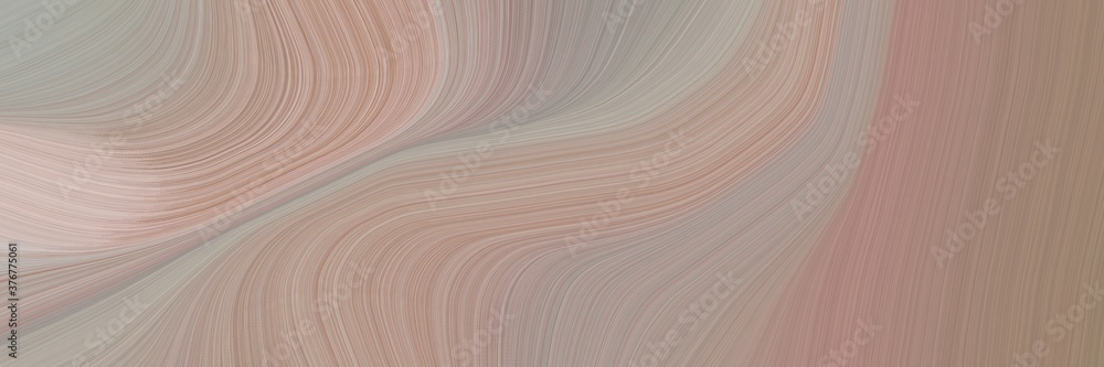 Poster abstract flowing banner design with rosy brown, silver and tan colors. fluid curved flowing waves an