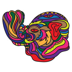 vector abstrack illustration of colorful fiery head shape design for tattoo, t-shirt design, sticker design, etc.