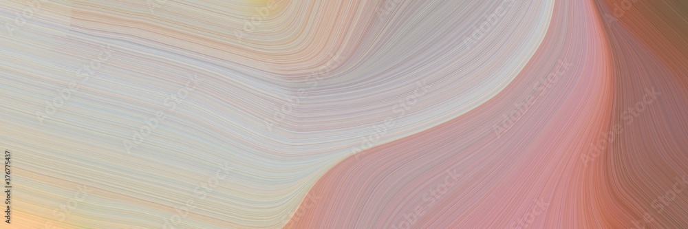 Poster abstract dynamic designed horizontal header with ash gray, silver and pastel brown colors. fluid cur