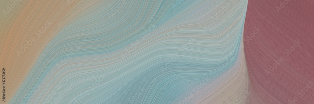 Poster abstract dynamic designed horizontal header with dark gray, pastel brown and rosy brown colors. fluid curved lines with dynamic flowing waves and curves for poster or canvas