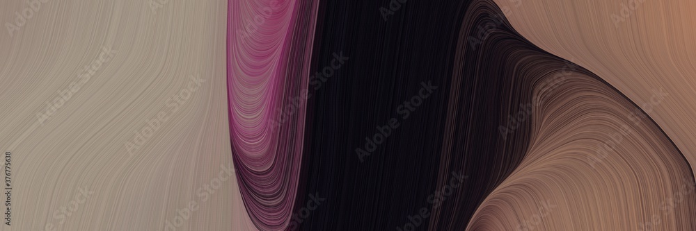 Poster abstract flowing horizontal banner with gray gray, very dark pink and old mauve colors. fluid curved