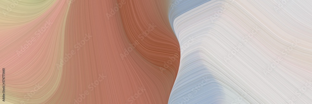 Poster abstract decorative designed horizontal header with rosy brown, light gray and sienna colors. fluid 