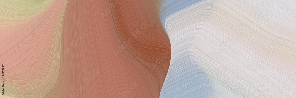 Fototapete abstract moving horizontal banner with rosy brown, light gray and sienna colors. fluid curved lines 