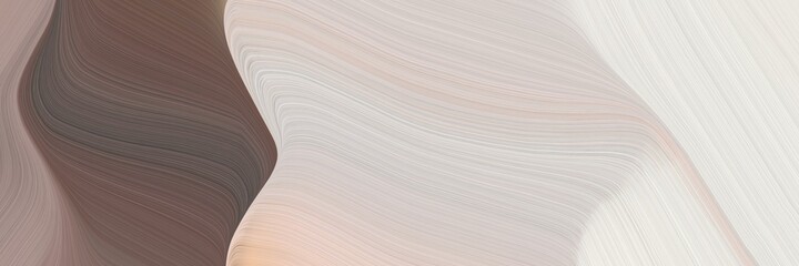 abstract surreal horizontal banner with light gray, pastel brown and rosy brown colors. fluid curved lines with dynamic flowing waves and curves for poster or canvas