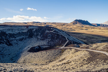 Stairs around the Grabrok crater in Iceland. © Marcos