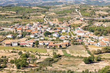 Fototapeta na wymiar view from the castle over the village of Outeiro de Miranda, municipality of Braganca, Portugal