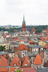 Aerial view on city from the top of Town Hall tower, Torun, Poland