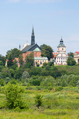 Fototapeta na wymiar View of the old town from the side of the Vistula river, Sandomierz Cathedral and bell tower, Sandomierz, Poland