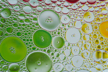 Oil drops on the water - Abstract background colorful macro photography