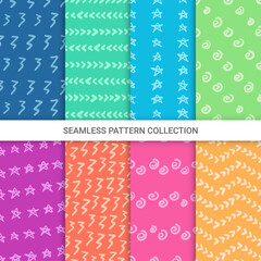 Set of textures made with ink, seamless pattern, vector illustration