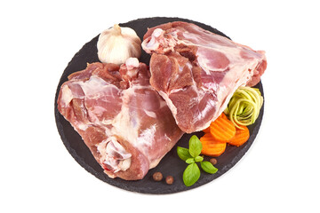 Raw turkey chops, isolated on white background