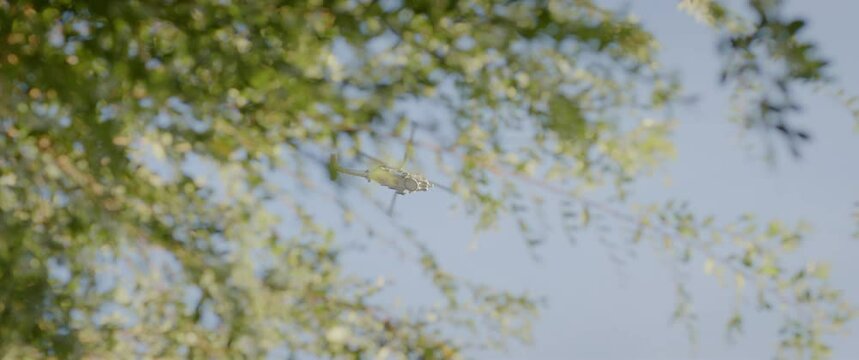 Navy helicopter emerges over trees at 120FPS