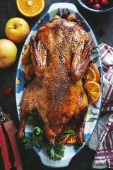 Baked duck with vegetables