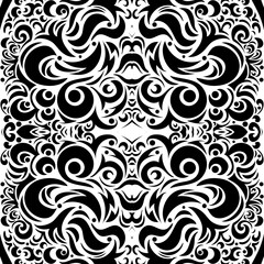 Abstract Seamless Floral Background Black