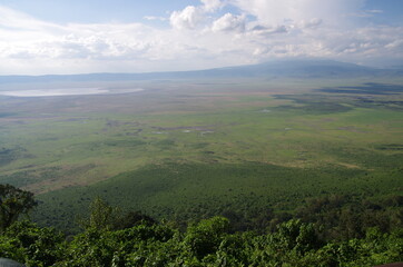 Fototapeta na wymiar View of the Ngorongoro crater in Tanzania