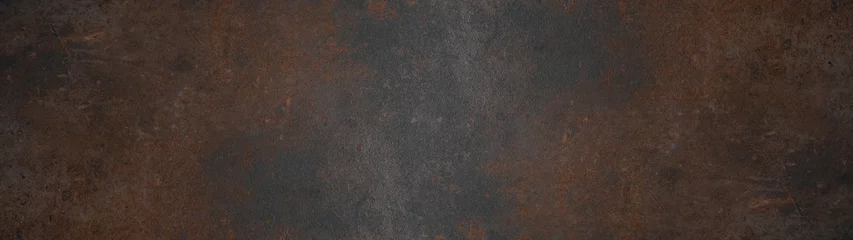 Poster Grunge roestige donkere metalen steen achtergrond textuur banner panorama © Corri Seizinger