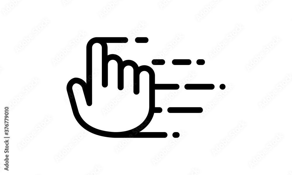 Poster hand cursor icon with motion lines. vector on isolated white background. eps 10