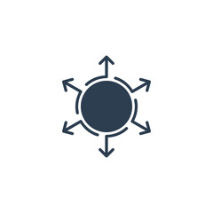Grow expand spread your company idea influence concept elements icon logo. Arrows in different direction. Stock vector illustration isolated on white background.