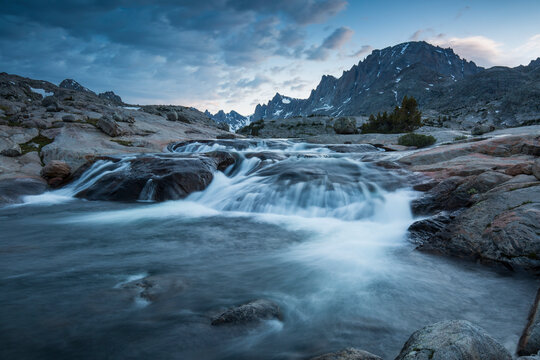View of waterfall in Titcomb Basin