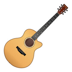 Acoustic guitar isolated on white, 3d vector illustration
