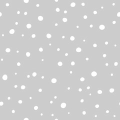 Vector seamless pattern of snowing, hand drawn abstract snow. Simple design for Christmas wrappings, textile and backgrounds