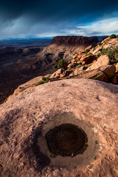 View of pothole in Canyonlands National Park