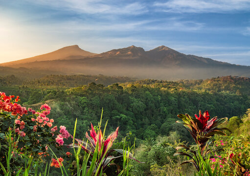 Scenic view of Mount Rinjani during sunrise