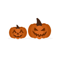 Halloween pumpkins isolated on white background. Vector illustration 
