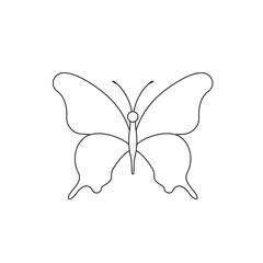 Butterfly on white background. Line vector icon of butterfly design insect, simple illustration