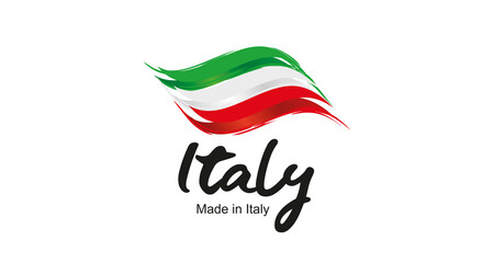 Made in Italy handwritten flag ribbon typography lettering logo label banner © simbos