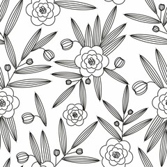 Seamless floral pattern with leaves can be used for textile printing, wallpaper, on the white background