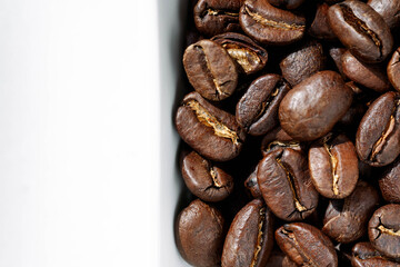Brown roasted coffee beans, background