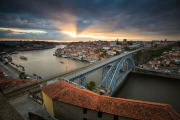 View of Porto city during sunset