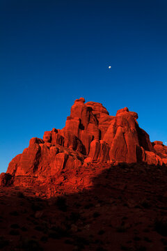 View of rock formation at dawn in Arches National Park