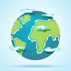 Planet earth with clouds, green world