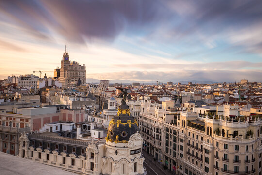 View of city during sunset