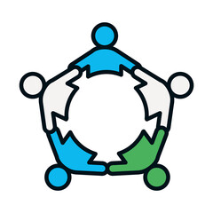 circle of pictogram people icon, line and fill style