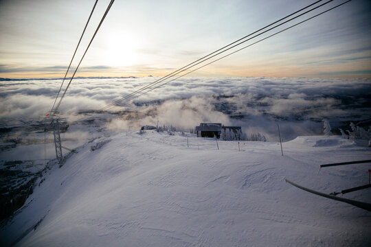 Clouds over Rendezvous Mountain in Jackson Hole Mountain Resort
