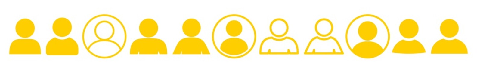 User Icon Yellow | Avatar Illustration | Client Symbol | Member Profile Logo | Login Head Sign | Isolated | Variations