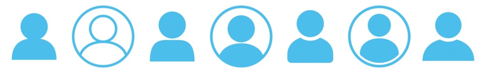 User Icon Blue | Avatar Illustration | Client Symbol | Member Profile Logo | Login Head Sign | Isolated | Variations - obrazy, fototapety, plakaty