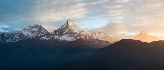 Scenic view of Annapurna Base Camp trek during sunrise