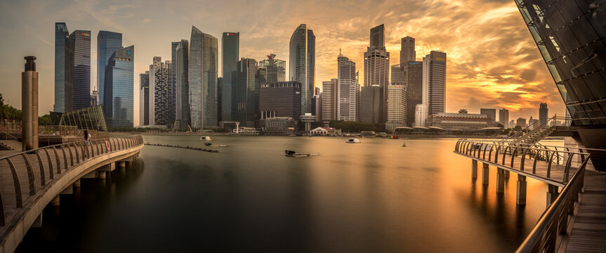View of Pano Kato Grill with modern skylines during sunset in Singapore